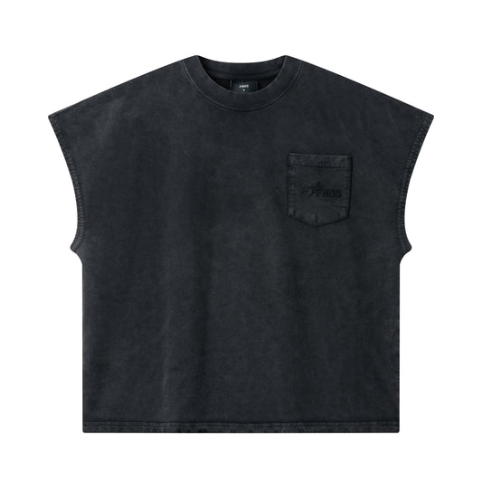 Tbc3 - "Fnos" Washed Bat Cut T-Shirt - Black