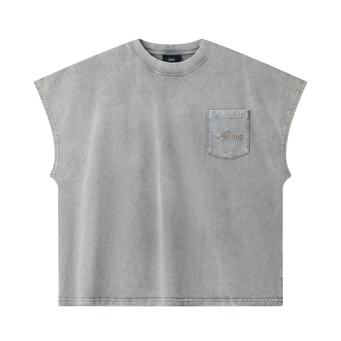 Tbc4 - "Fnos" Washed Bat Cut T-Shirt - Gray
