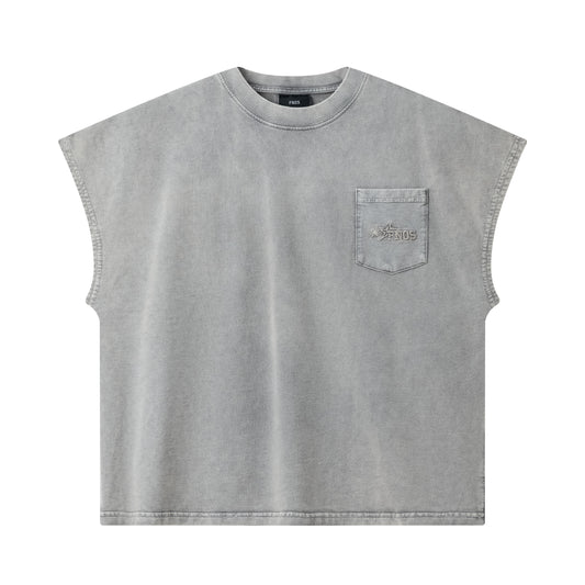 Tbc4 - "Fnos" Washed Bat Cut T-Shirt - Gray