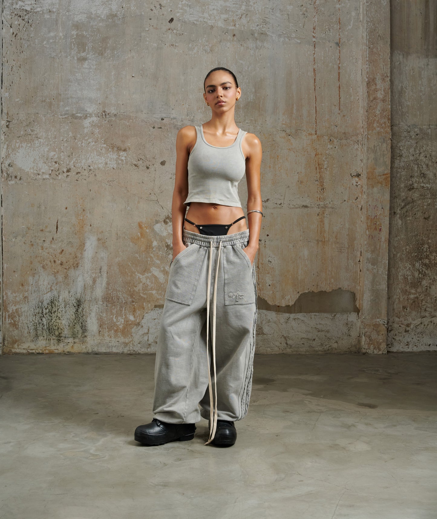 Jgw6 - "Fnos" Washed Pants - Gray