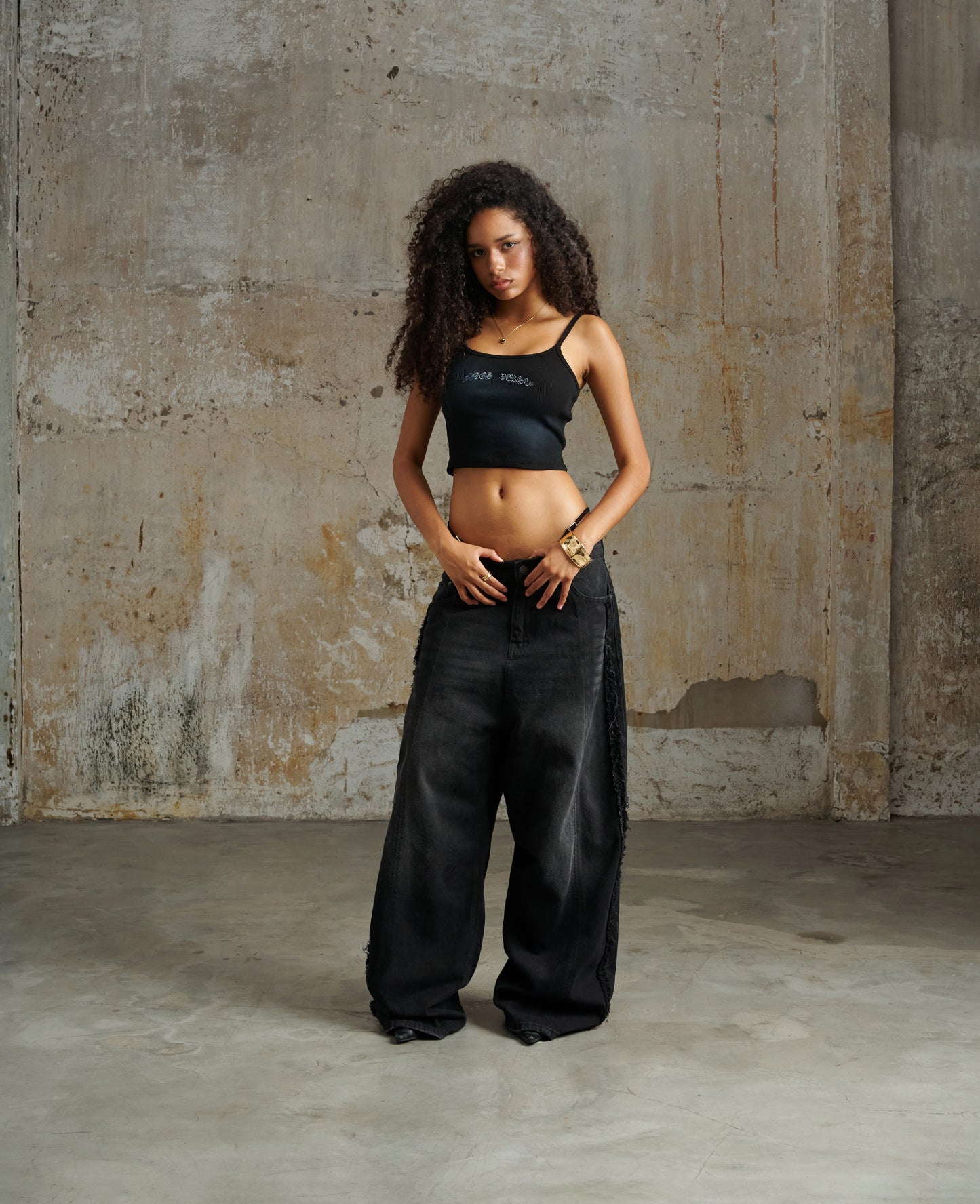 Twf5 - "Fnosverse" Cami Top Wash - Black