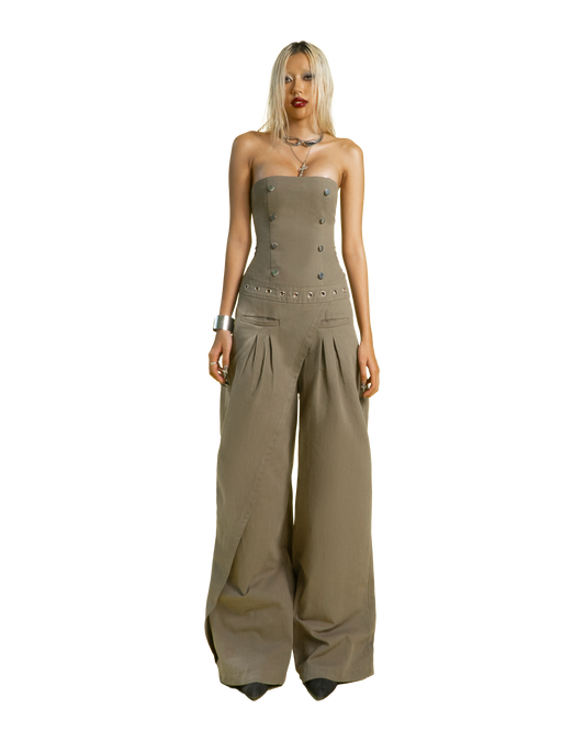 puzzle-double-breasted-strapless-jumpsuit tatichu astoud