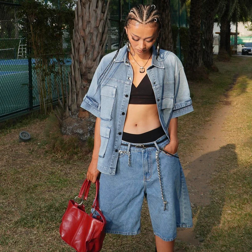 bigsize-short-sleeve-denim-shirt tatichu astoud
