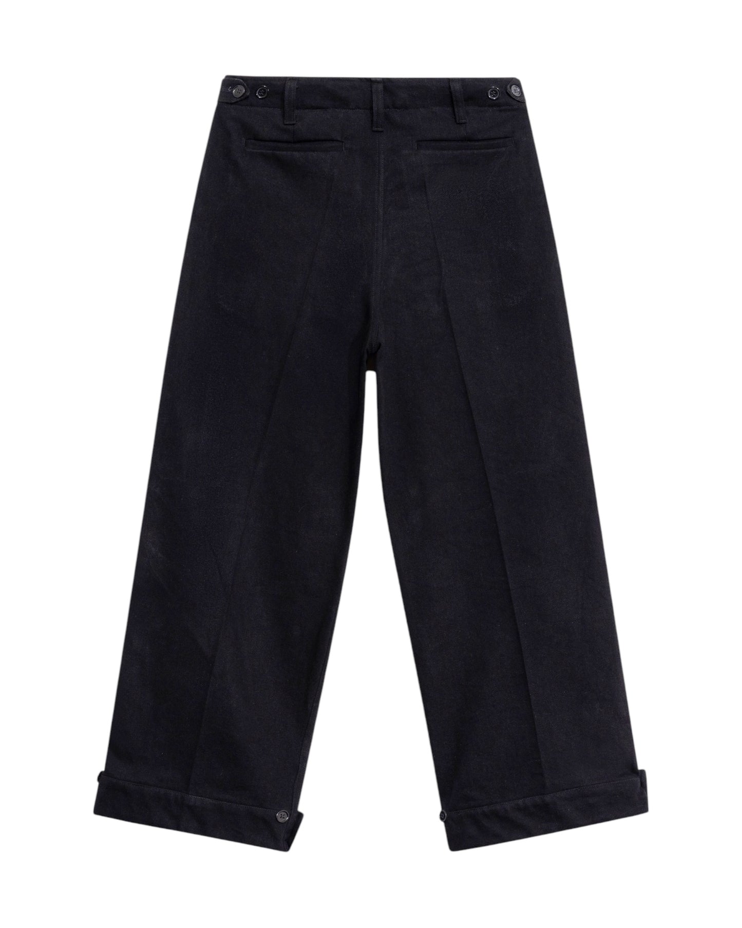 Black Denim Pleated Trousers