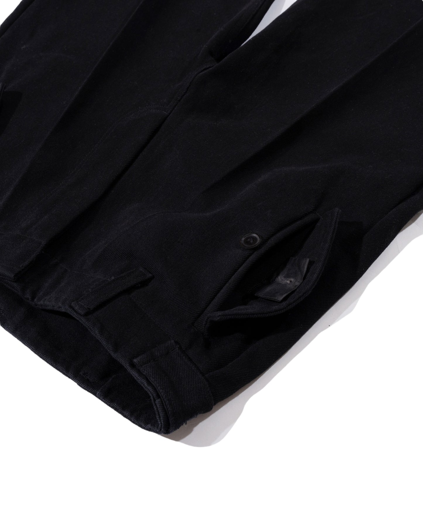Black Denim Pleated Trousers
