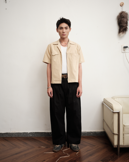 black-herringbone-loose-baggy-pants saomai homme astoud