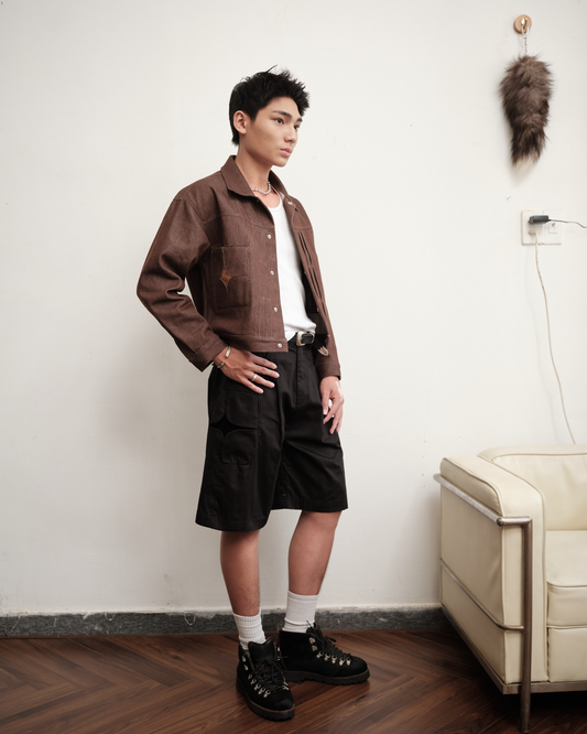 black-3d-cement-tiles-cargo-short saomai homme astoud