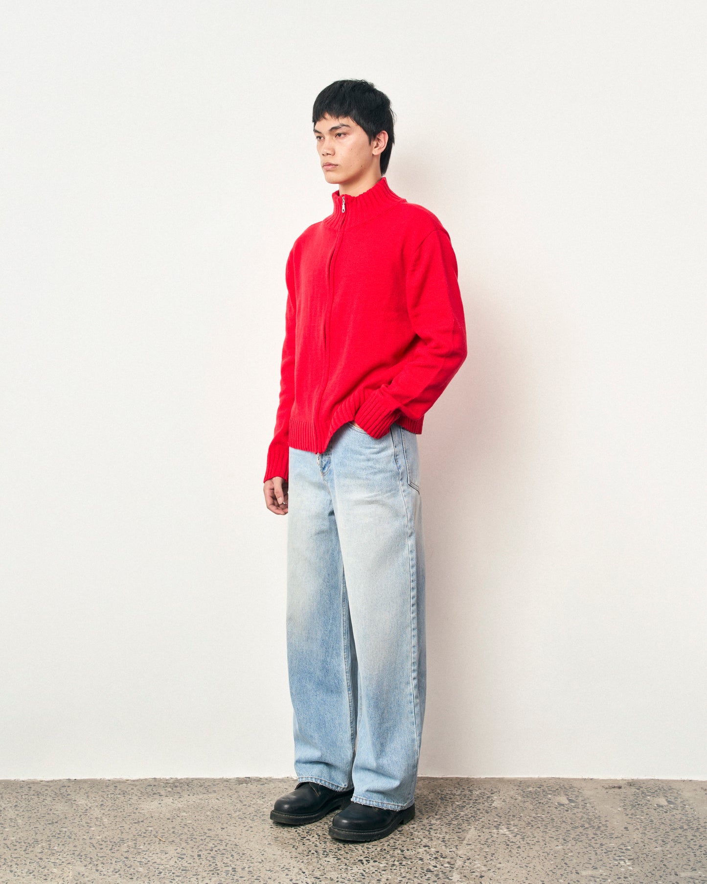 FRAGILE® Red Knit Zip-Up Sweater fragile club astoud
