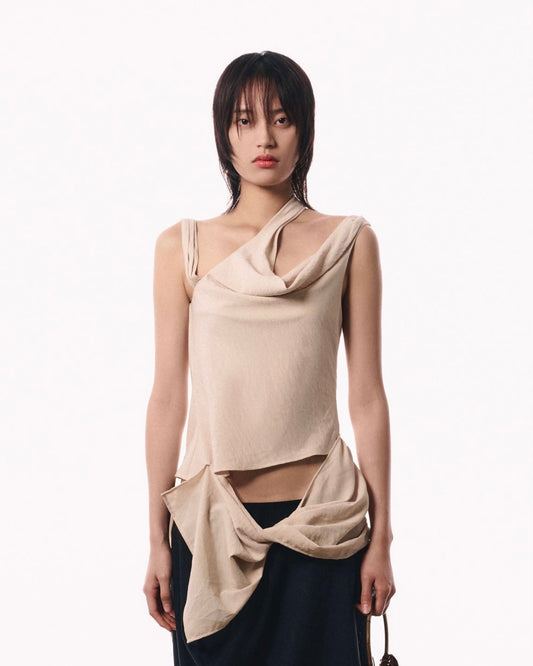 Beige Dislocated Top