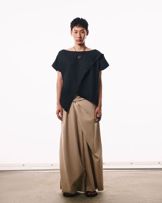 Beige Twisted Trousers