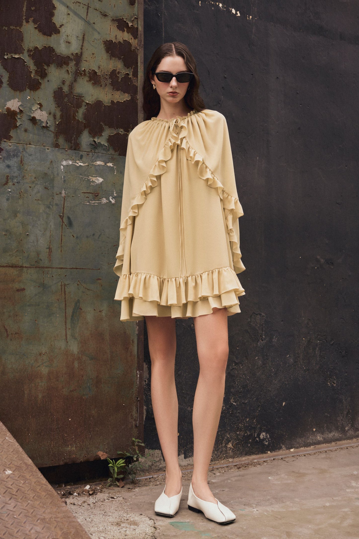 gold-sand-chiffon-ruffled-dress-FORTYTHREE
