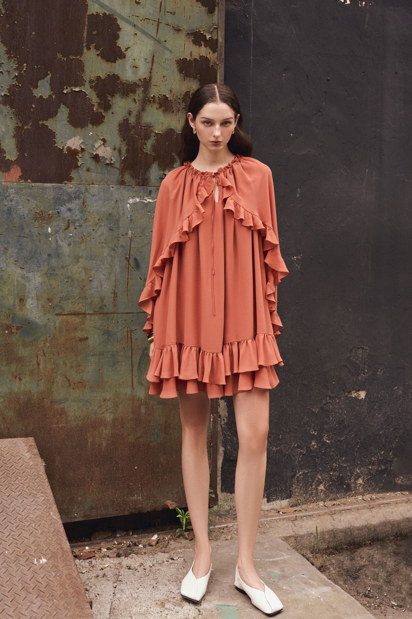 rose-gold-chiffon-ruffled-dress-FORTYTHREE