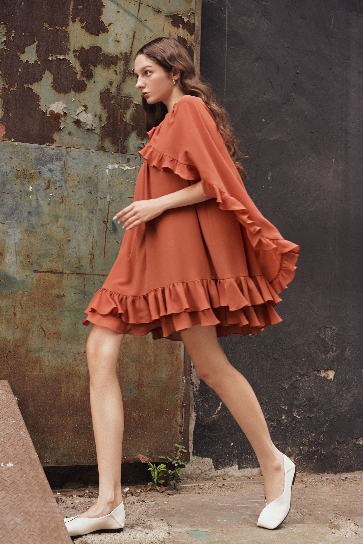 rose-gold-chiffon-ruffled-dress-FORTYTHREE