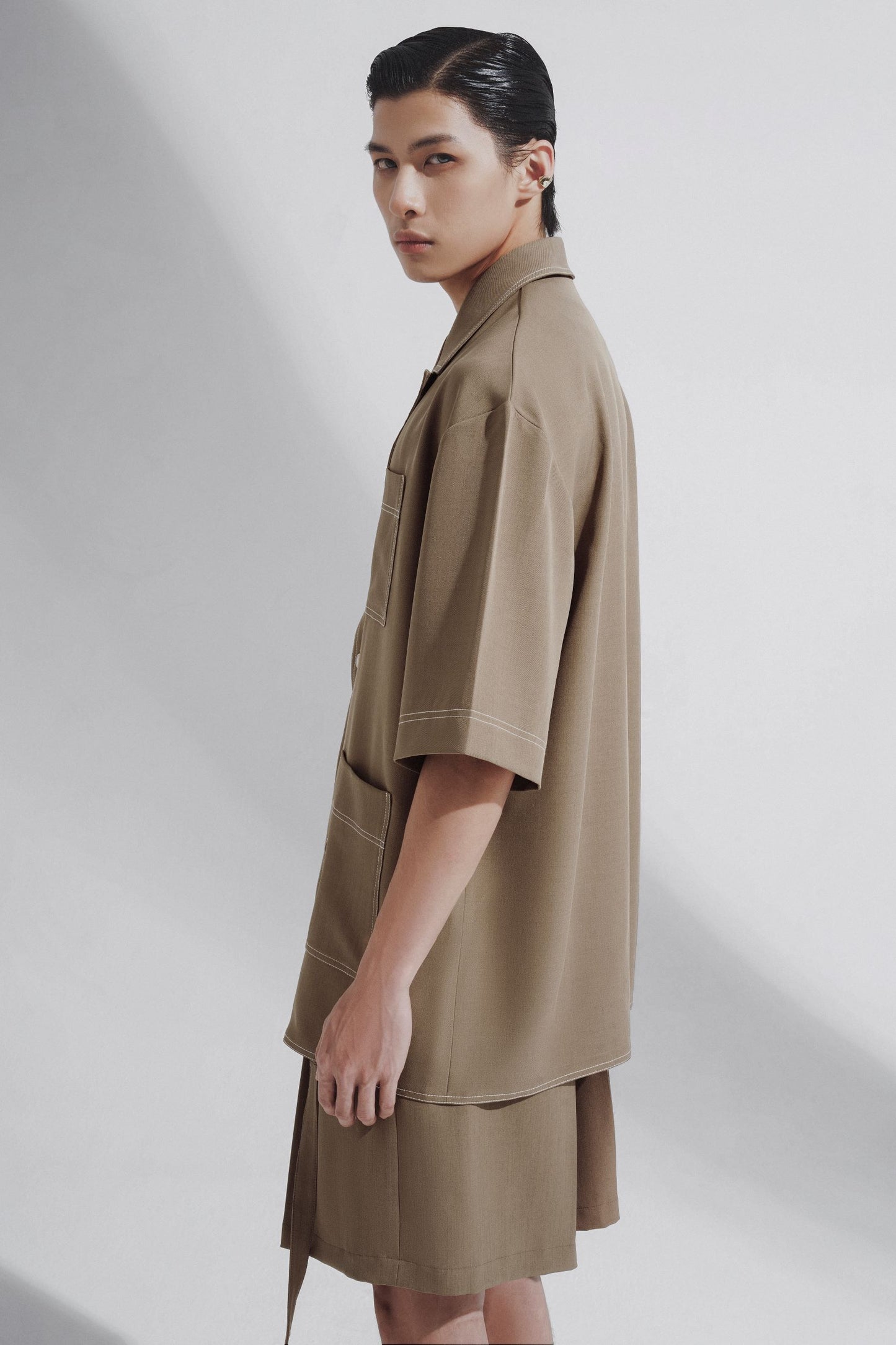 double-latte-silk-khaki-high-waisted-belted-mini-shorts-fortythree