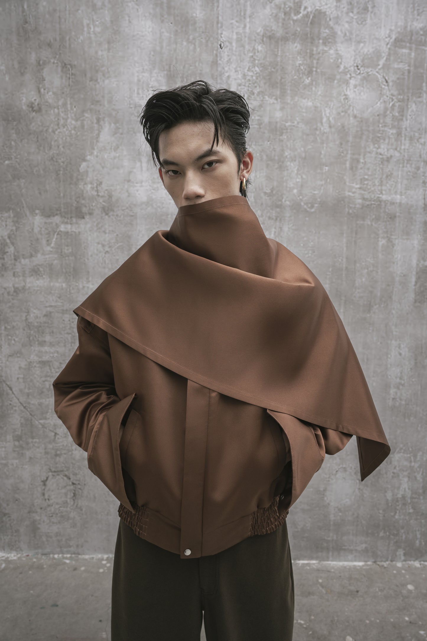 s25-unisex-brown-taffeta-jacket fortythree astoud
