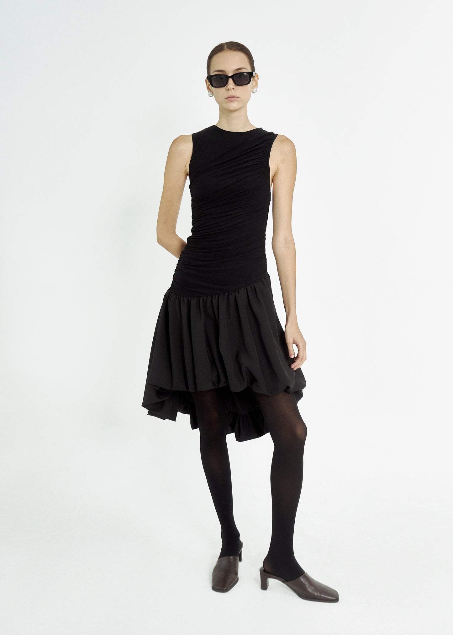 draped-balloon-mini-dress-black