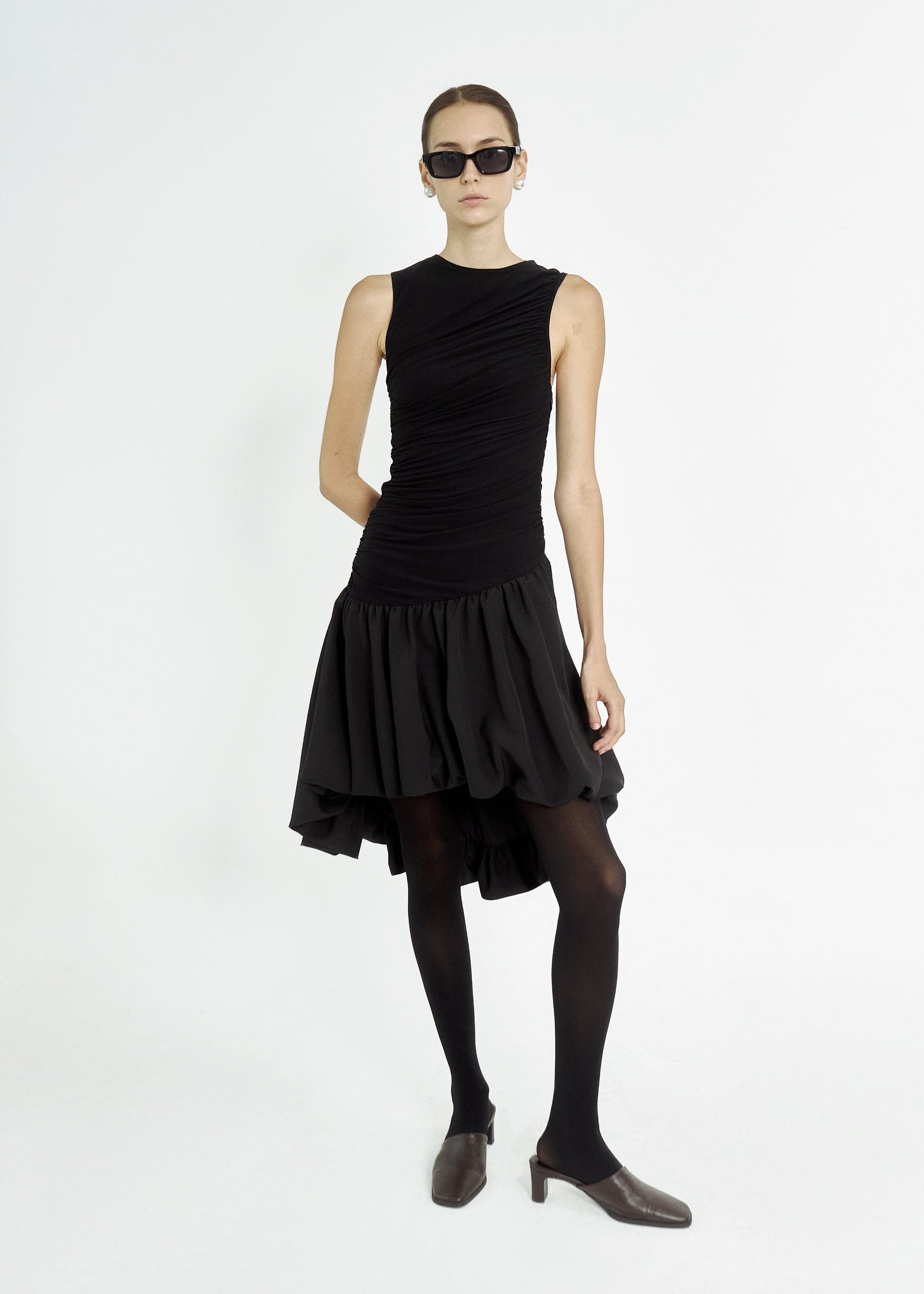 draped-balloon-mini-dress-black
