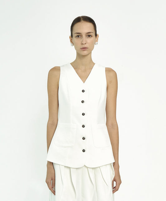 TAILORED POCKET VEST | WHITE