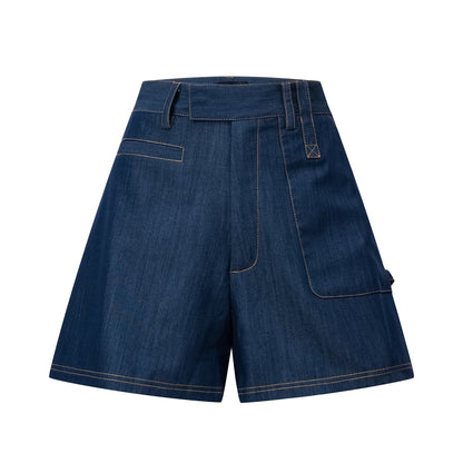 Unisex Midnight Blue Silk Denim Shorts