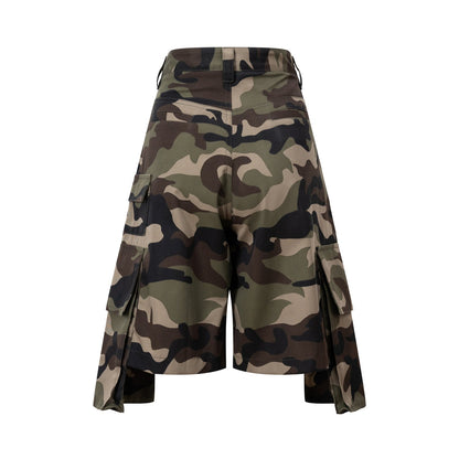 Men's Camouflage Cargo Knee-length Khaki Shorts