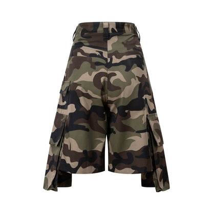 Men's Camouflage Cargo Knee-length Khaki Shorts