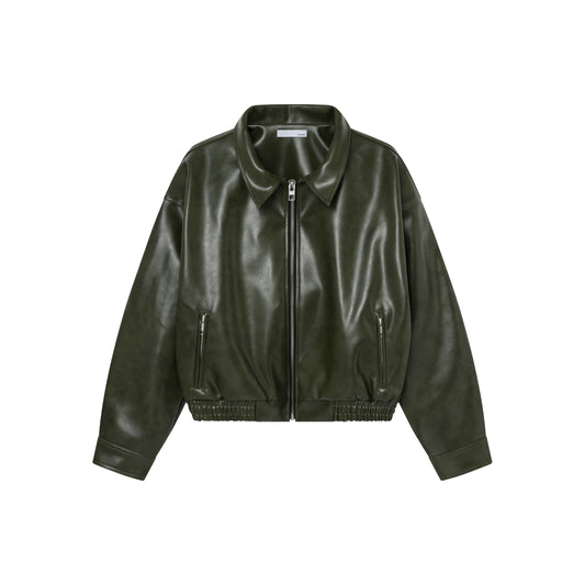 Olive Yankee Leather Jacket
