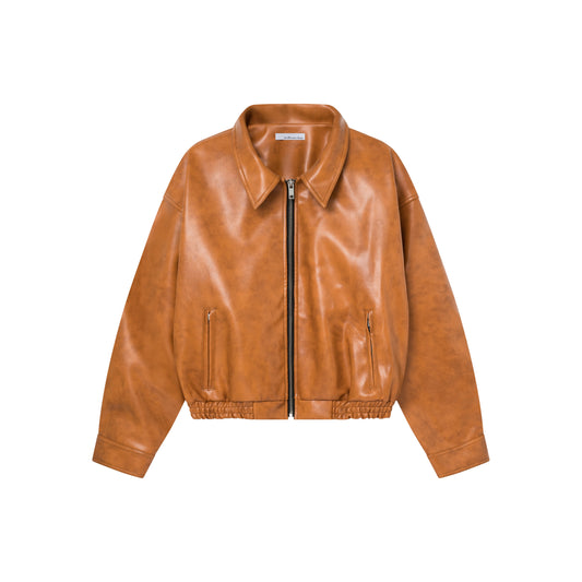 Orange Yankee Leather Jacket