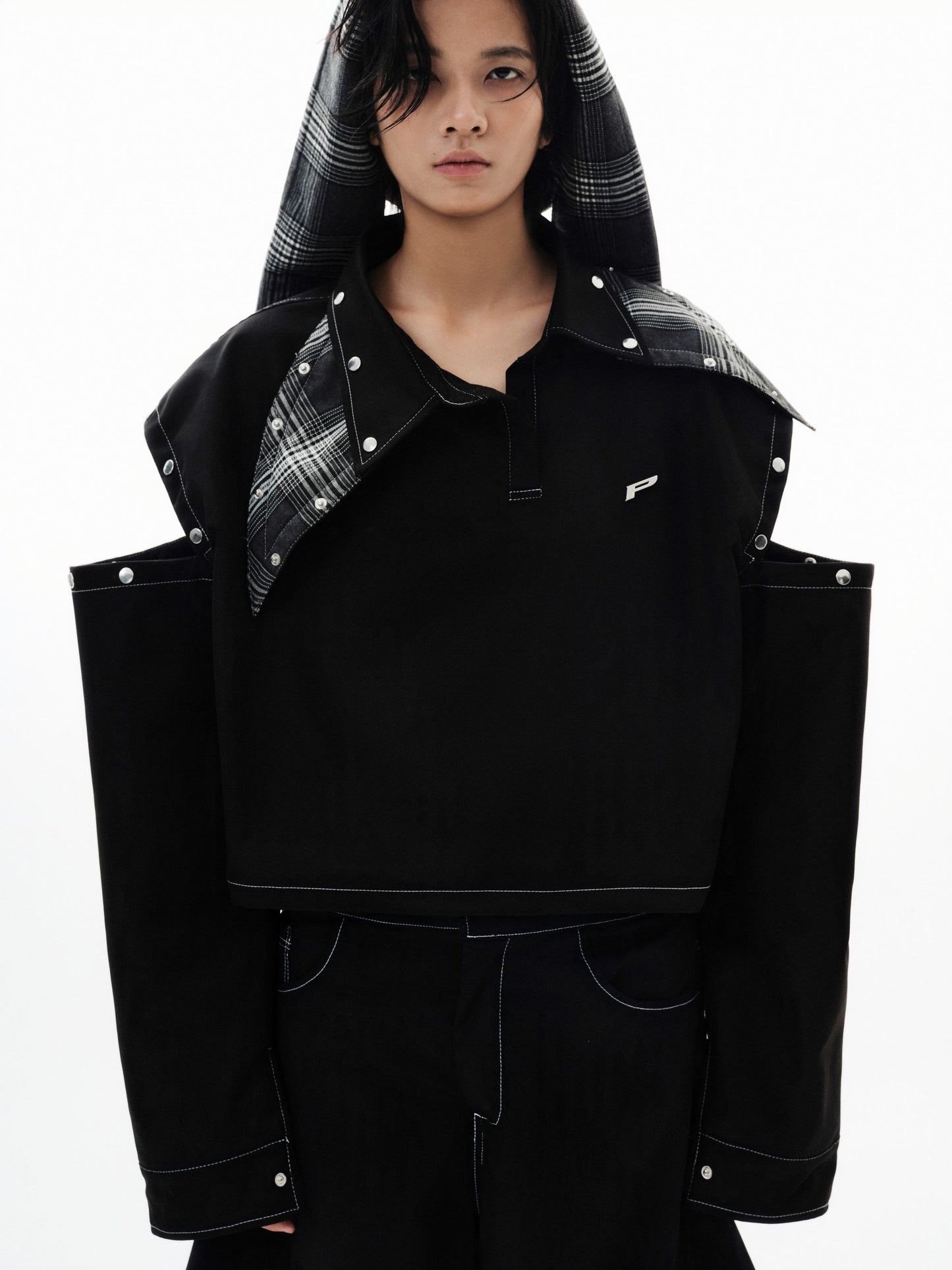 p-plaid-detachable-colar-shirt-black-THEPRSN
