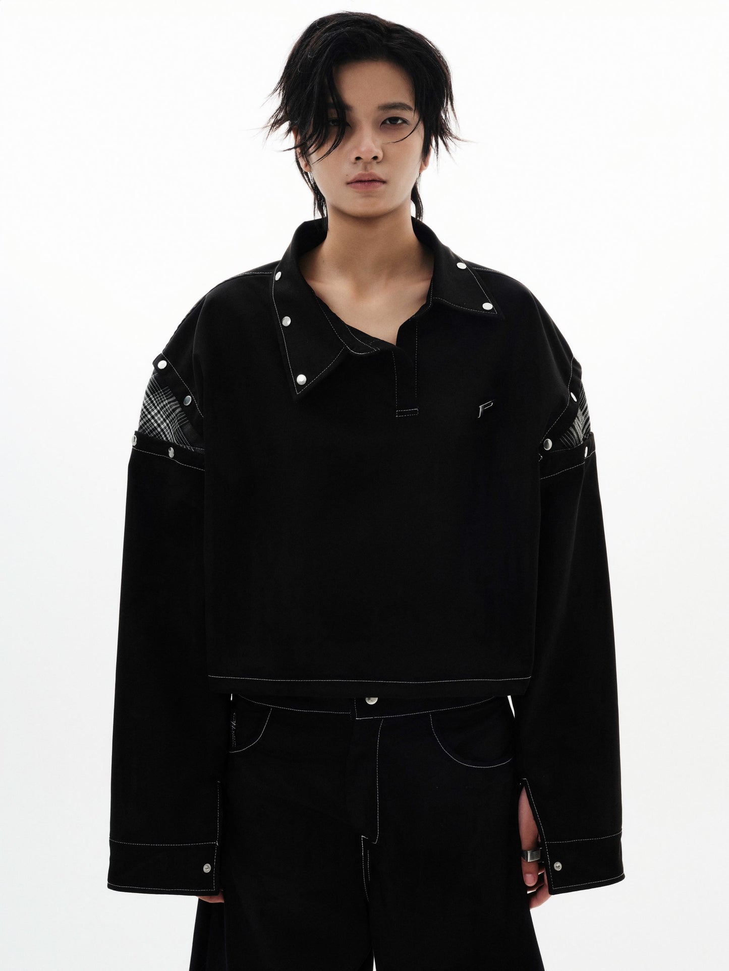 p-plaid-detachable-colar-shirt-black-THEPRSN