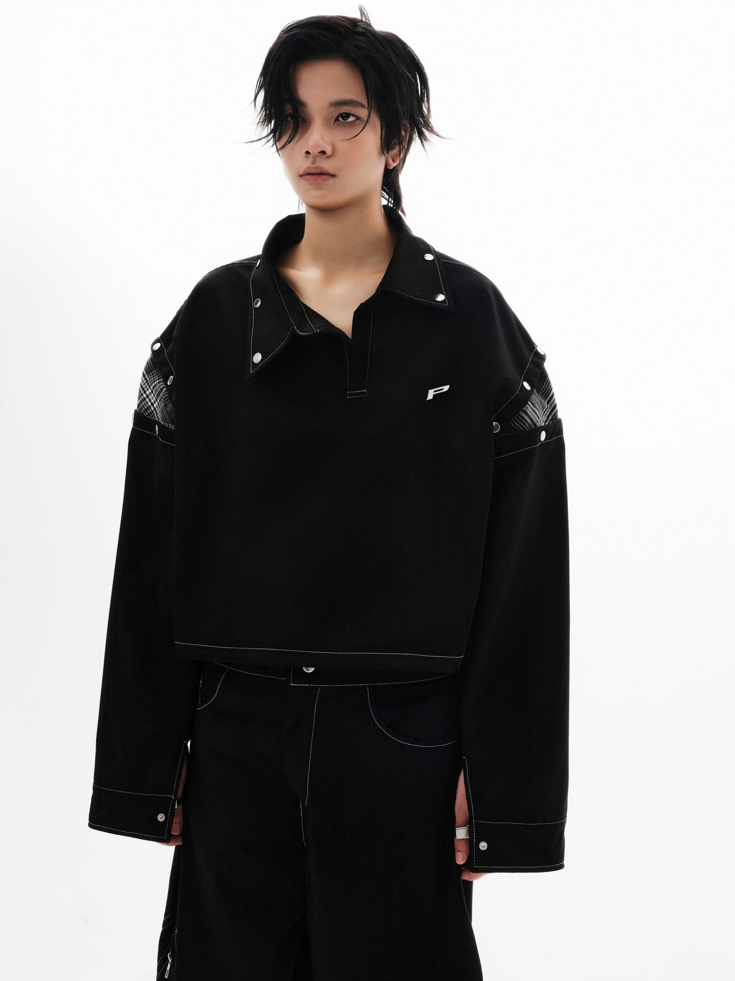 p-plaid-detachable-colar-shirt-black-THEPRSN