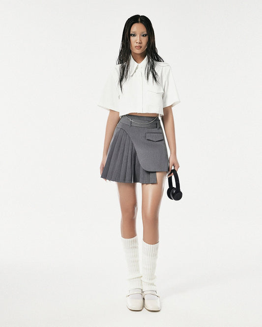 Ultimate Grey Silk Khaki Mini Skirt