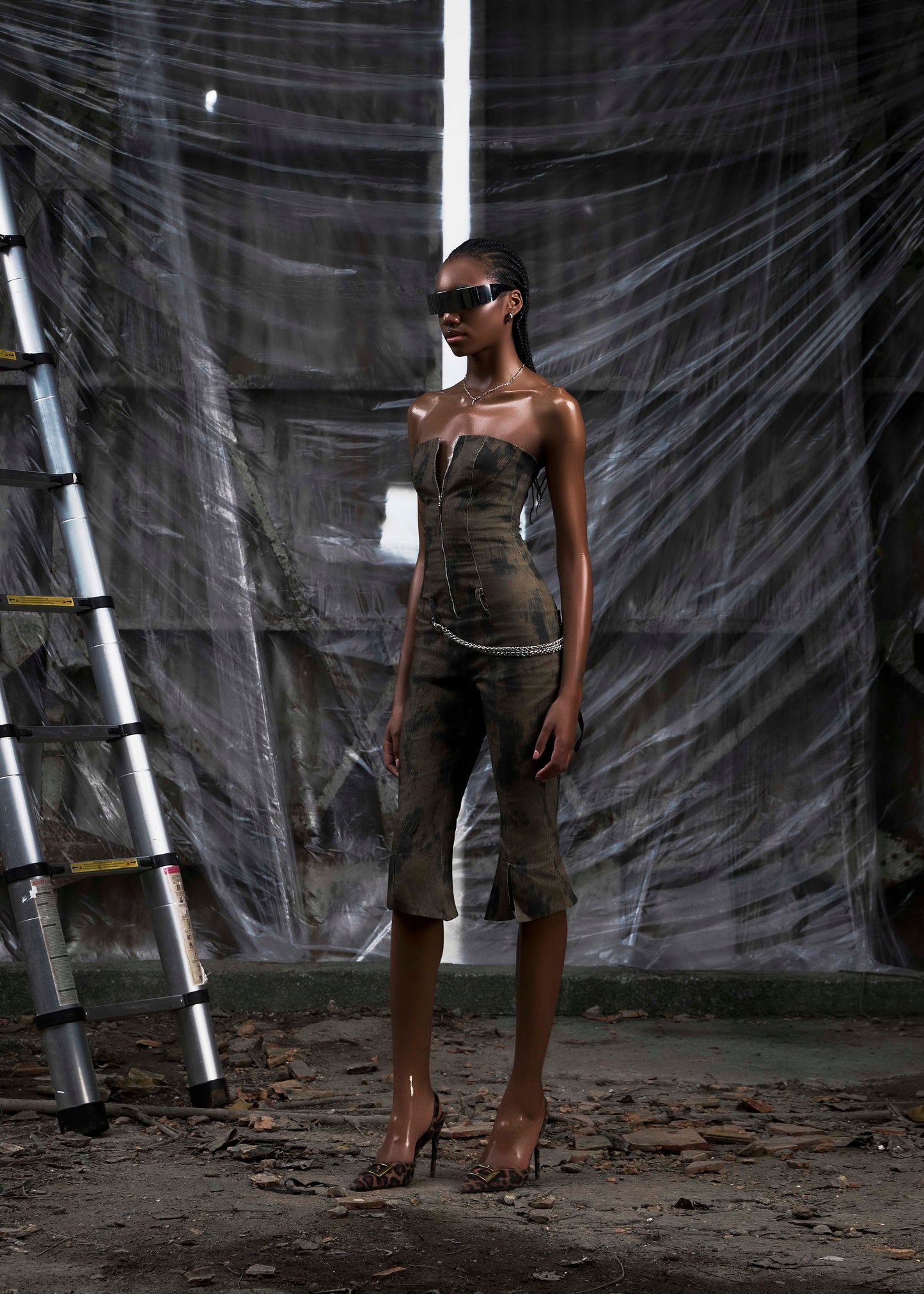 None Strapless Flared Jumpsuit Tatichu Astoud