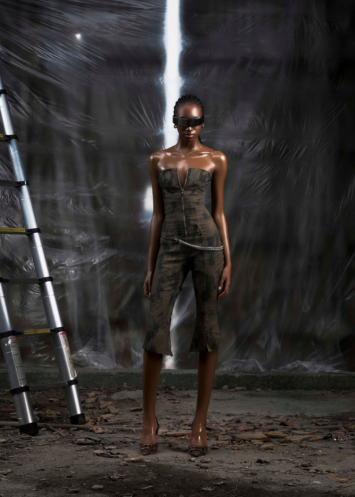 None Strapless Flared Jumpsuit Tatichu Astoud