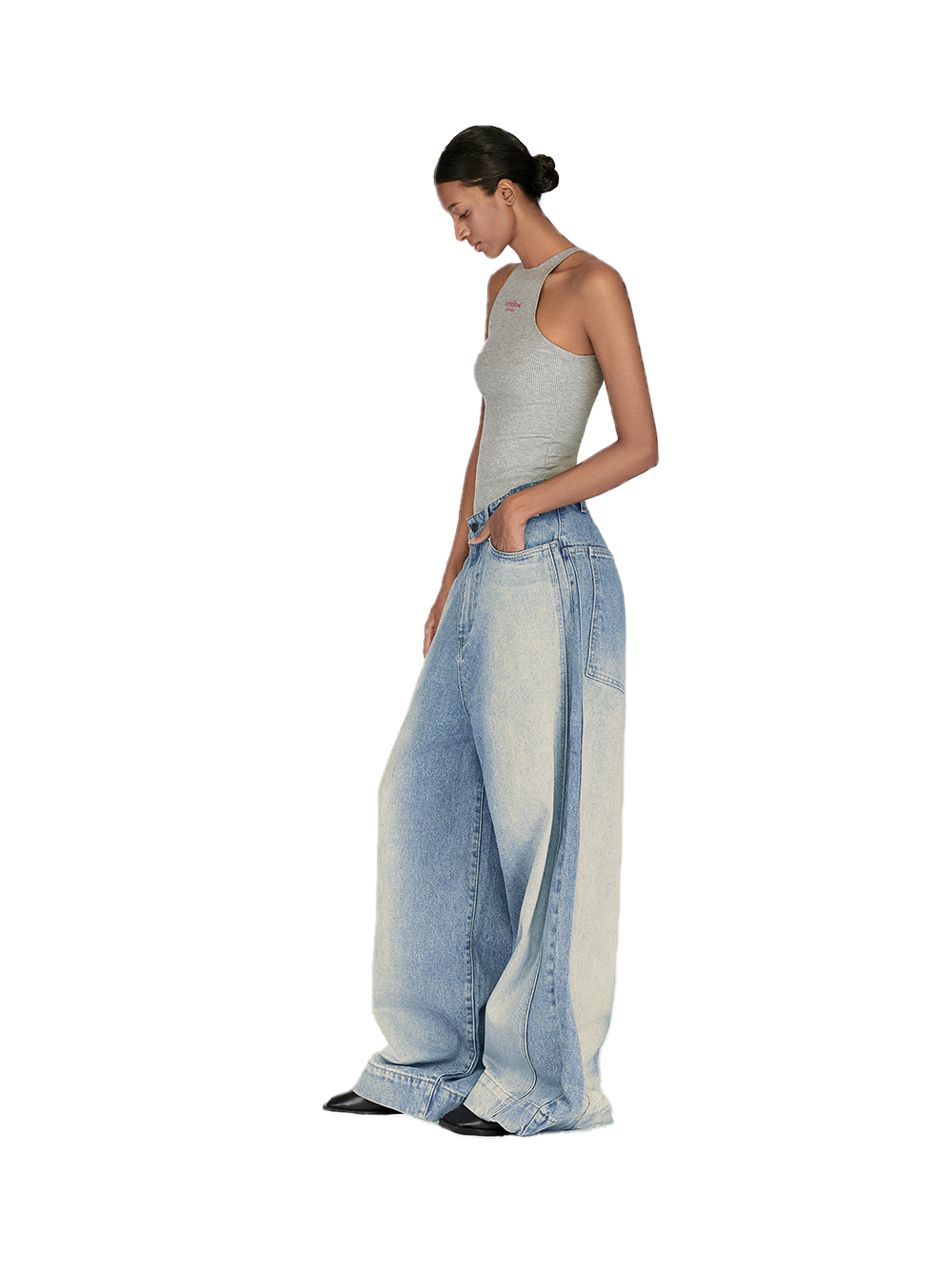 bleached-button-baggy-jeans laminapparel® astoud