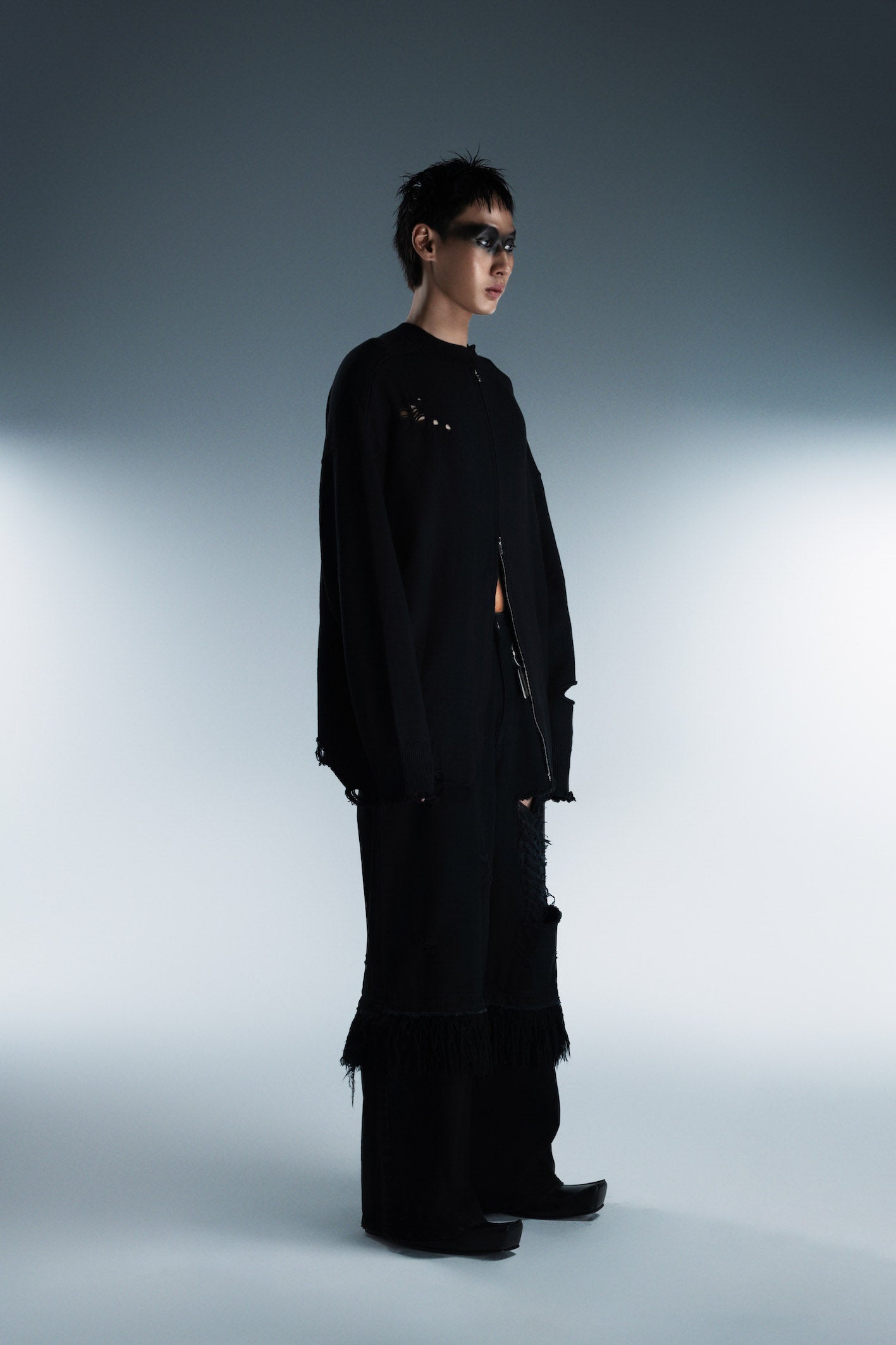 Black ATLU Two Way Zip Sweater