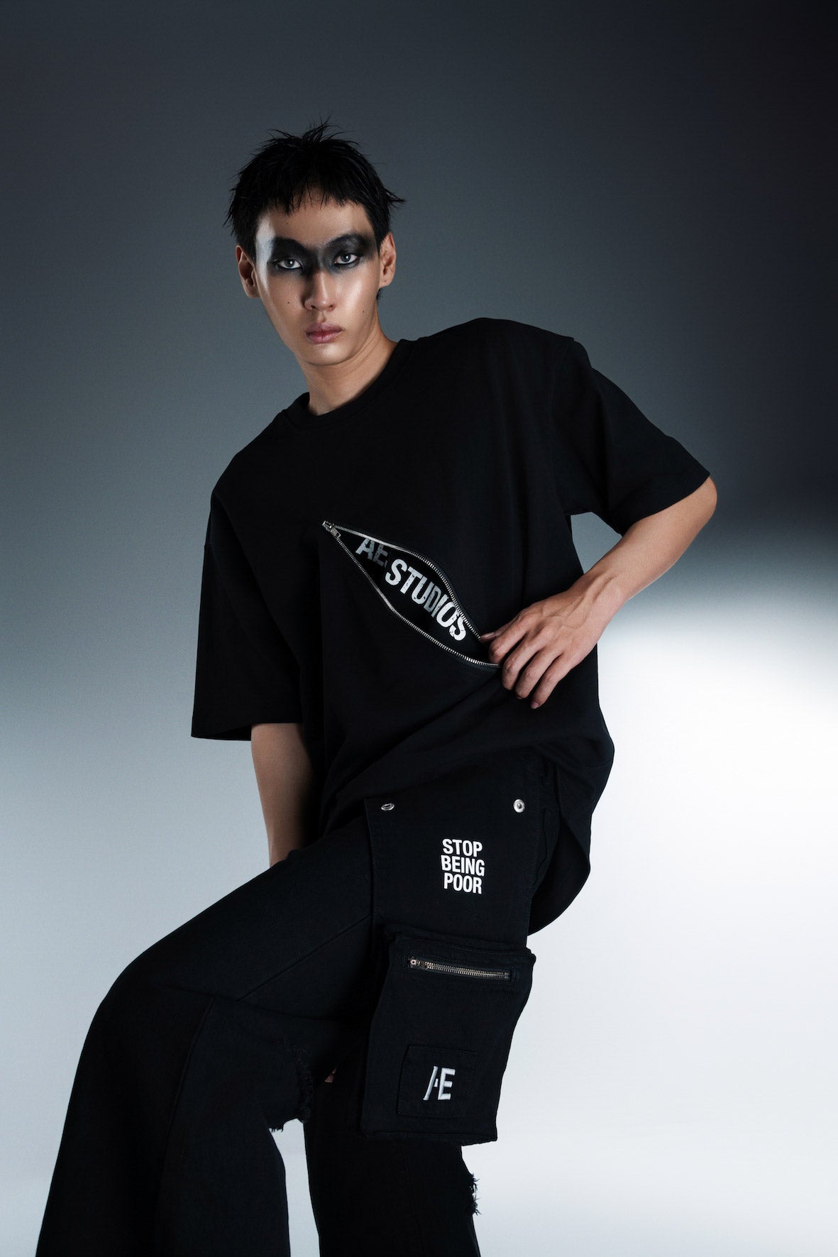 Black ATLU 2 Layer Zip T-shirt