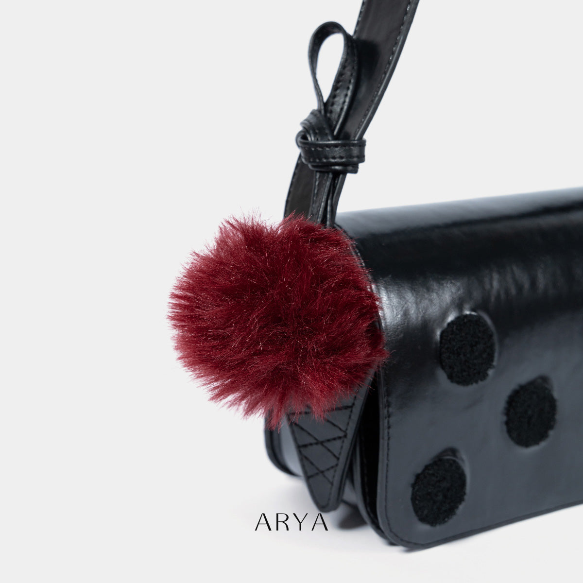 Red Black Ice Cream Charm by ARYA, PU leather, 3.15 inches, 4.33-inch strap - ASTOUD.