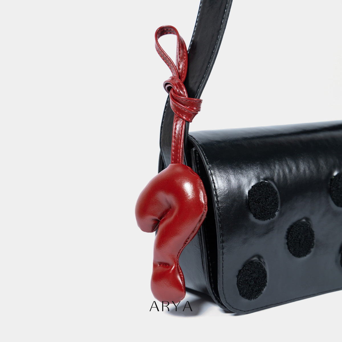 Red Question Mark Charm by ARYA, PU leather, 2.36 inches, 3.15-inch strap - ASTOUD.