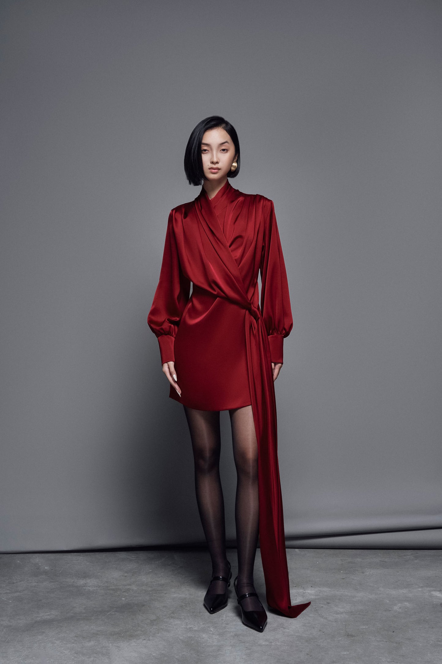 burgundy-silk-draped-dress-FORTYTHREE-ASTOUD