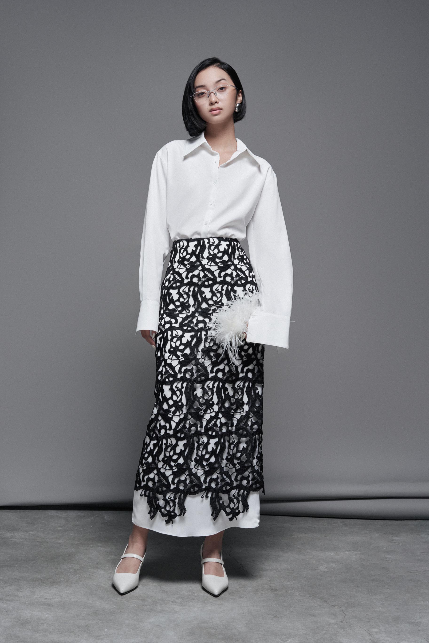 black-lace-white-silk-maxi-skirt-FORTYTHREE-ASTOUD