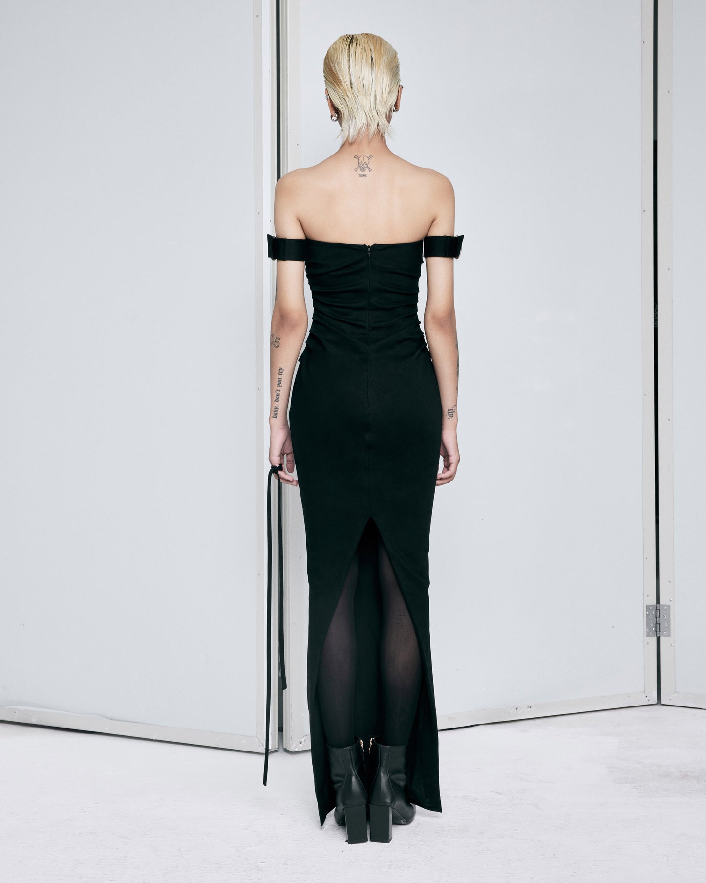 black-denim-bustier-draped-dress-FORTYTHREE-ASTOUD