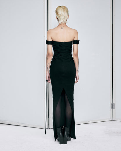 black-denim-bustier-draped-dress-FORTYTHREE-ASTOUD