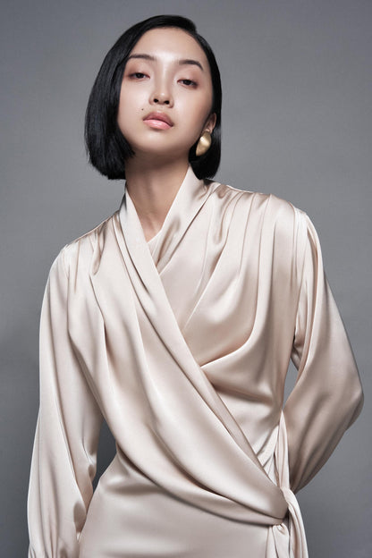 champagne-silk-draped-dress-FORTYTHREE-ASTOUD