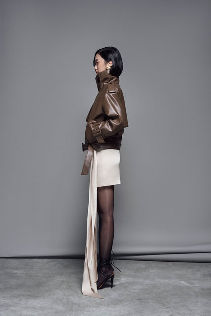 chocolate-brown-vegan-leather-cropped-jacket-FORTYTHREE-astoud
