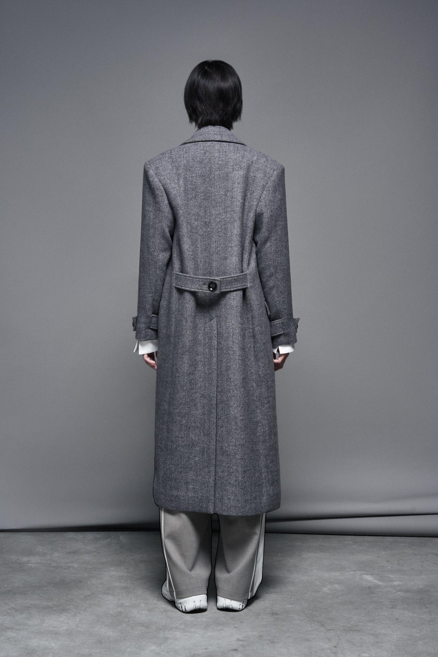 unisex-grey-fishbone-wool-coat-FORTYTHREE-astoud