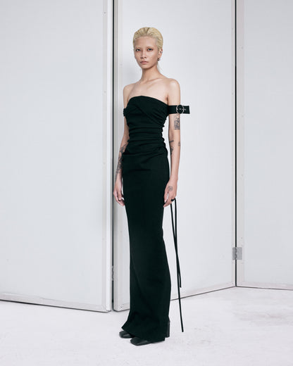 black-denim-bustier-draped-dress-FORTYTHREE-ASTOUD