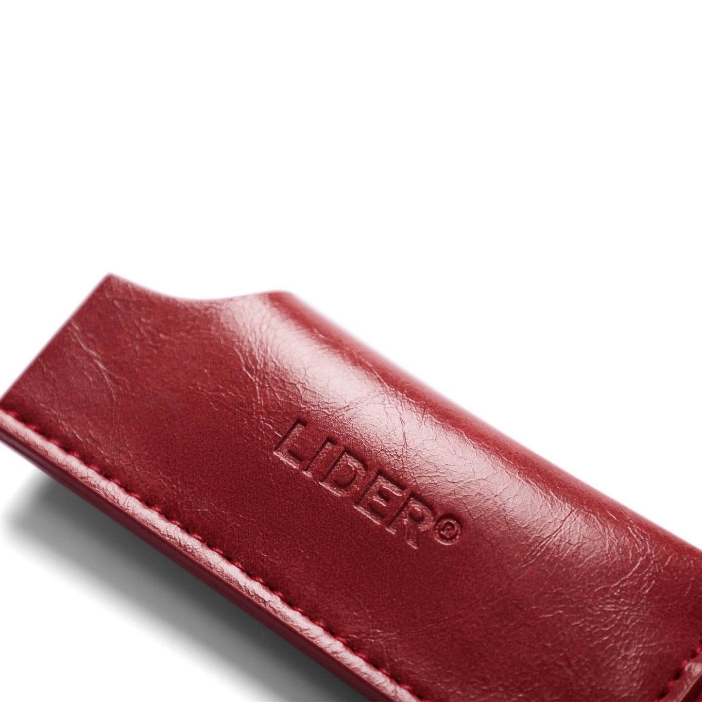 burgundy-polyester-leather-lighter-cover-embossed-logo
