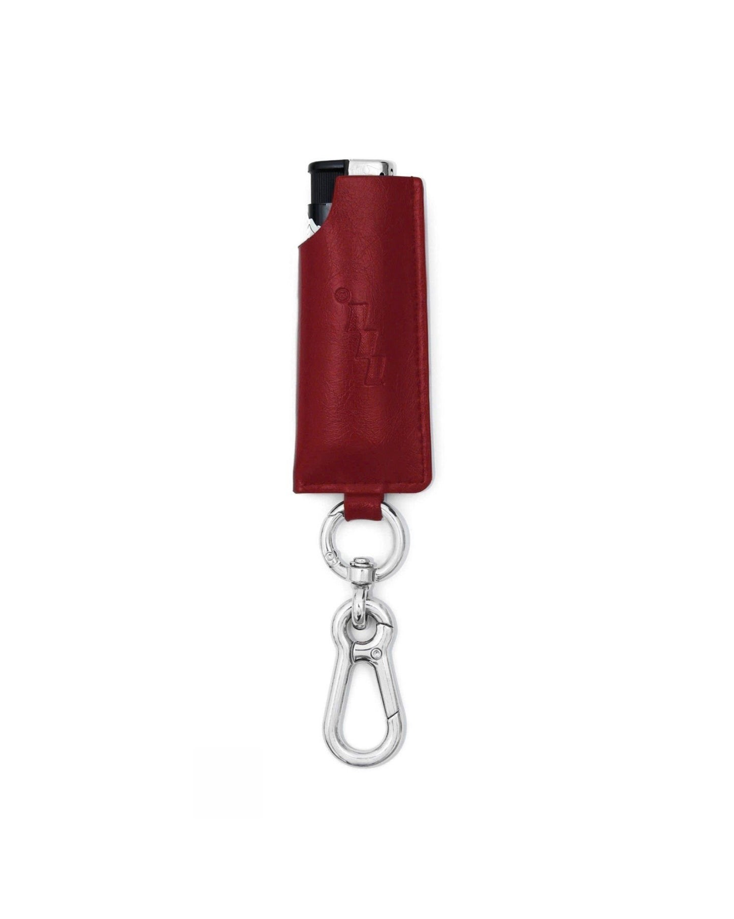 burgundy-polyester-leather-lighter-cover-embossed-logo