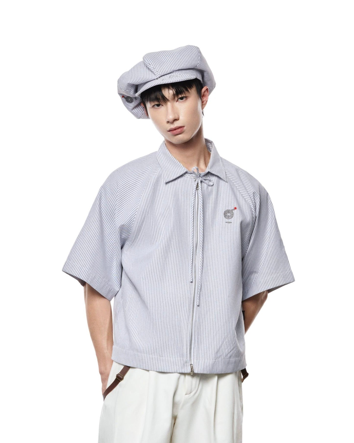 popeye-light-grey-zip-up-shirt-red-two-way-zipper-bow-tie-lider