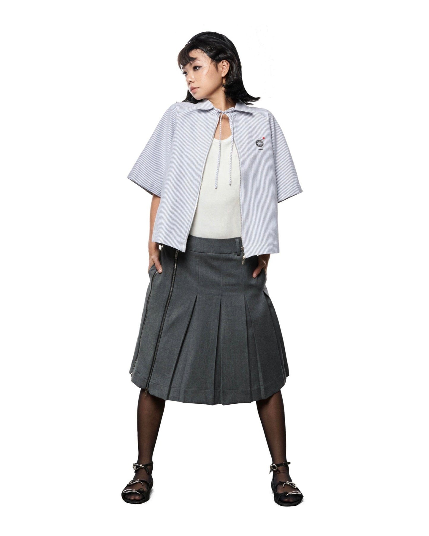 popeye-light-grey-zip-up-shirt-red-two-way-zipper-bow-tie-lider